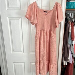 Pink Flutter Sleeve Dress